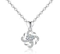 HSAJS Herzförmiger Anhänger Halskette Für Damen Mit Zirkonia Elegante Silberkette Verstellbare Länge Exquisites Schmuckstück Für Frauen Hochwertiger Modeschmuck Damenhalskette Mit Herzund Blumenmotiv