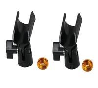 HSCGIN 2 clips universales de plástico negro para micrófono de 4.13 pulgadas con adaptador de rosca macho de 5/8 pulgadas a hembra de 3/8 pulgadas, adecuado para micrófonos de mano