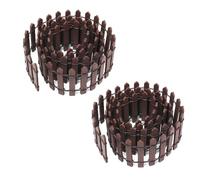 HSCGIN 2 mini valla de plástico para micro paisaje, casa de muñecas, jardinería, valla decorativa, plantas suculentas, pequeños adornos de valla de rocalla, proyectos de manualidades, color café