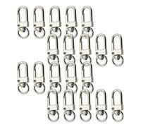 HSCGIN de 20 cierres de mosquetón de metal plateado de 9 mm, pequeños cordones giratorios para llavero, llaveros, bolsas de bricolaje, accesorios de joyería, manualidades, cierre giratorio