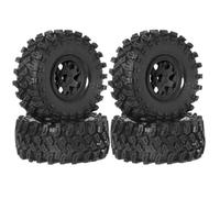 HSCJMEHT Conjunto de 4 Ruedas y neumáticos de plástico con llanta de trinquete Todo Terreno para Coche Todoterreno 1/10 90047 TF2 CC01(4pcs Black)