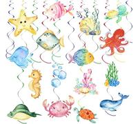 HSDSH 36 Piezas Remolinos Colgantes de Peces Tropicales, Decoraciones de Fiesta bajo el mar Océano Tropical Streamer Techo Forma de Peces Decoración Colgante para Fiesta de Bebé temática del mar