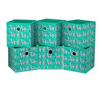 HSDT 6 cajas de almacenamiento plegables, tela azul pavo real, 25,4 x 25,4 x 25,4 cm, 1 orificio de metal, compatible con organizador de cubos, utilizado para organizar misceláneas, QY-SC16-6