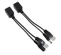 HSEAMALL 1 par de inyector adaptador pasivo de alimentación a través de Ethernet RJ45 PoE + kit divisor de 5 V, 12 V, 24 V, 48 V, color negro