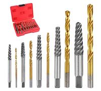 HSEAMALL 10 extractores de tornillo con juego de brocas de cobalto a mano izquierda, juego de combinación de extractor de taladro dañado