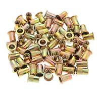 HSEAMALL 100 Uds M6 tuerca de remache de acero al carbono chapado en zinc, herramienta de tuerca de remache de cabeza plana roscada Inserto Nutsert Rivnuts