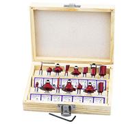HSEAMALL 15 piezas 1/4 " 6.35MM vástago Fresas de fresado de carburo de tungsteno Fresas de madera con caja de madera
