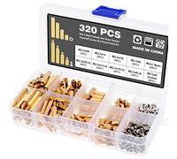 HSEAMALL 320PCS M2.5 Macho Hembra Hexagonal Columna Espaciador de latón Separador Tornillo Tuerca Surtido Kit, Tornillos de computadora Juego de caja de PC, Tornillos de separación de placa base