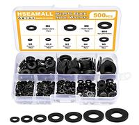 HSeaMall 500 UNIDS Nylon Negro Arandela Plana Aislante Redondo Separador Arandela Surtido Kit para M2 M2.5 M3 M4 M5 M6 M8 M10 Tornillo