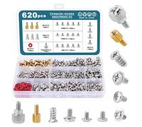 HSeaMall 620pcs Tornillo de computadora Reparación de bricolaje Kit de surtido de tornillos de cabeza plana para disco duro Caja de computadora Placa base Ventilador Gráficos de potencia
