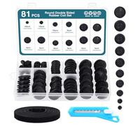 HSEAMALL 81pcs Doble cara ojal de goma, tapón de agujero cerrado Firewall ojales Junta, ojal eléctrico de protección de cables Negro ojal de goma
