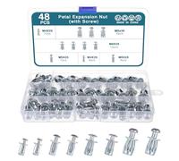 HSEAMALL Juego de 48 tuercas de expansión y tornillos M4 x 20, M5 x 25, M6 x 25, M8 x 30 mm, tuerca de expansión, taco para cavidades