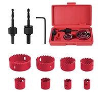 HSEAMALL Kit de 8 piezas de sierra perforadora, 19-64 mm de acero al carbono Downlights Brocas cortador de herramientas para madera, yeso, plástico, rojo