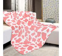 HSEEC Manta con Estampado de Vaca, tamaño Individual, Suave, acogedora, mullida, cálida, Manta de Vaca, Manta cálida de Franela de Forro Polar con Estampado de Vaca Rosa, Regalo para Adultos, mamá,