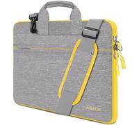 HSEOK Bolso Bandolera/Maletín para Portátil 15"-16", Funda Protectora Laptop Sleeve Dura y Impermeable para 15" 16" MacBook Pro, 15"-15.6"-16" HP ASUS Acer Lenovo DELL Notebook,Gris & Amarillo Claro