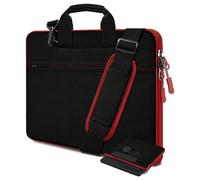 HSEOK Bolso Bandolera para Portátil de 13,3",Maletín Delgado con Correa,Compatible con MacBook Air/Pro 13/Pro 14, XPS 13/14 y la mayoría de Portátiles de 13"-14",Negro-rojo