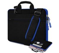 HSEOK Bolso Bandolera para Portátil de 13,3",Maletín Delgado con Correa,Compatible con MacBook Air/Pro 13/Pro 14, XPS 13/14 y la mayoría de Portátiles de 13"-14",Negro-azul