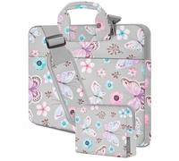 HSEOK Bolso Bandolera para Portátil de 15,6-16 pulgadas,Maletín Duradero y Resistente a Golpes con Múltiples Bolsillos y Correa para la mayoría de Portátiles de 15"-16",Flor de mariposa