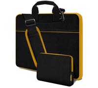 HSEOK Bolso Bandolera para Portátil de 15,6-16 pulgadas,Maletín Duradero y Resistente a Golpes con Múltiples Bolsillos y Correa para la mayoría de Portátiles de 15"-16",Negro-amarillo