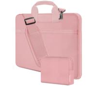 HSEOK Bolso Bandolera para Portátil de 15,6-16 pulgadas,Maletín Duradero y Resistente a Golpes con Múltiples Bolsillos y Correa para la mayoría de Portátiles de 15"-16",Rosa