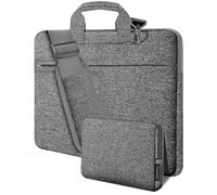 HSEOK Bolso Bandolera para Portátil de 15,6-16 pulgadas,Maletín Duradero y Resistente a Golpes con Múltiples Bolsillos y Correa para la mayoría de Portátiles de 15"-16",Gris oscuro