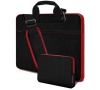 HSEOK Bolso Bandolera para Portátil de 15,6-16 pulgadas,Maletín Duradero y Resistente a Golpes con Múltiples Bolsillos y Correa para la mayoría de Portátiles de 15"-16",Negro-rojo
