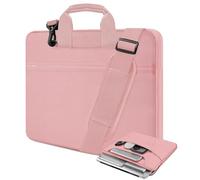 HSEOK Bolso Bandolera para Portátil de 17,3", Maletín Protector Resistente a Golpes con Múltiples Bolsillos, Compatible con la mayoría de Portátiles de 17"-17,3",Rosa