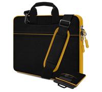 HSEOK Funda Portátil 15,6" Bolso Bandolera,Negro-amarillo | Bolso Resistente a Golpes & al Agua, Compatible con la mayoría de Notebooks 15,6“-16" MacBook, HP, Dell, ASUS, ACER & Lenovo