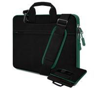 HSEOK Funda Portátil 15,6" Bolso Bandolera,Negro-Verde | Bolso Resistente a Golpes & al Agua, Compatible con la mayoría de Notebooks 15,6“-16" MacBook, HP, Dell, ASUS, ACER & Lenovo
