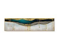 HSFFBHFBH Cuadro en Lienzo Abstracto Verde Dorado Brillante Cartel Dorado Cuadros Modernos de Arte de Pared para Sala de Estar decoración con Estampado Azul 50x150cm (19.7"x59.1) Sin Marco