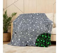 HSGLGNA Manta infantil de dinosaurios que brilla en la oscuridad, diseño de dinosaurios, manta suave de microfibra mullida, regalo ideal para los amantes de los dinosaurios (espacio exterior, 130 x