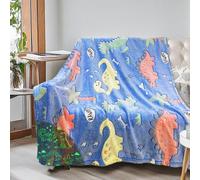 HSGLGNA Manta para niños con dinosaurios que brilla en la oscuridad, patrón de dinosaurios, manta suave de microfibra esponjosa, excelentes regalos para los amantes de los dinosaurios (dinosaurio E