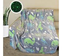 HSGLGNA Manta suave para niños con dinosaurios que brilla en la oscuridad, patrón de dinosaurios, manta suave de microfibra, excelentes regalos para los amantes de los dinosaurios (dinosaurio B