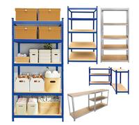 HSHa Estantería Carga Pesada, Estantería Metálica 5 Baldas 180 x 90 x 40 cm, Acero y MDF Antihumedad, Resiste 875 kg, Galvanizada