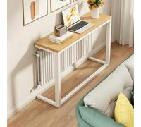 HSHBGS Mesa Consola de Entrada y Sofá, Mesa Auxiliar Moderna con Estructura de Acero Estable, Aparador de Entrada, Estilo Industrial, Rústica(Wood Color,80x15x80cm)