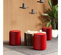 HSHBGS Taburete Plegable Silla de Papel Kraft con cojín Taburete Redondo | Taburete de papel portátil for el comedor de la escuela, diseño ligero y moderno que ahorra espacio(Red,H52cm)