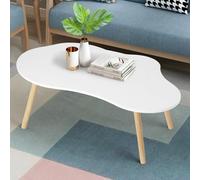 HshDUti Mesa auxiliar pequeña, mesa de té moderna de mediados de siglo para sala de estar, mesa de centro minimalista, mesa de centro ovalada en forma de nube, mesas de café blancas para espacios