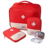 Hshenjhu 3 Piezas Auxilios Portátil Bolsa, Botiquín Viaje Vacio, Impermeable y de Gran Capacidad Bolsa Botiquín, Bolsa Médica para Viajar, Oficina, Aire Libre, Acampar y Senderismo (Rojo)