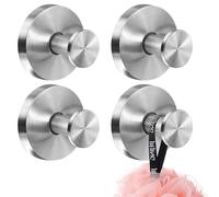 Hshenjhu 4 Piezas Gancho Ventosa, Plata Acero Inoxidable Colgador Toallas sin Taladro, Colgador Ventosa de Vacío, Ganchos con Ventosa para Colgar Toallas Pelotas de Baño Abrigos Sombreros etc