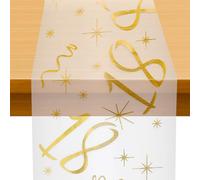 Hshenjhu Camino de Mesa para 18 Años, Camino Mesa Dorado Brillante, 28 CM X 10 M Caminos de Mesas Oro, Se Puede Cortar, Poliéster, para Hombre y Mujer, para Vacaciones, Fiestas, Cumpleaños