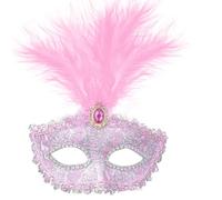 Hshenjhu Máscara Veneciana, Máscara Mascarada Media Cara, Antifaces de Encaje de Mujer, Antifaz de Ojos Venecianas para Mardi Gras Masquerade Halloween Cosplay Party Accesorio, Rosa