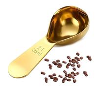 Hshenjhu Mini Cuchara Medidora, 30ml Cucharas Medidoras de Acero Inoxidable, Reutilizable Cucharas de Café con Mango Corto, para Granos de Café, Té Suelto, Azúcar, Harina （Oro）