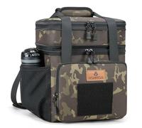 HSHRISH Bolsa Termica Porta Alimentos, Táctico Ajustable 16/22L Bolsa de Almuerzo, Impermeable Prueba de Fugas Isotermica Nevera Portatil Mochila, Bolsa Comida Trabajo Exterior Playa, Camuflaje negro