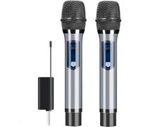 HSHTTKL Micrófono inalámbrico Profesional de Metal Dual UHF, micrófono dinámico inalámbrico, Sistema de micrófono de Mano para Cantar
