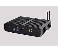 HSIPC New Broadwell i7 5500U Mini Box PC, Fanless PC, HTPC, Desktop PC with Rich IO: Dual HDMI Dual LAN SPDIF out USB3.0 WiFi, 4K ., Black Aluminum Shell