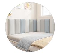 HSIRYAOHD Paneles de pared 3D autoadhesivos, adhesivos de pared anticolisión para niños, acolchado de pared de cabecero de tela técnica para cama individual y doble (gris, 80 x 50 cm)