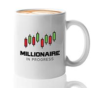 HSIRYAOHD The Best Mug Stock Trader - Taza de café de 325 ml, color blanco, millonario en progreso, comercio inspirador Day Trader Stock Market Brokers Bull Market Digital Currency