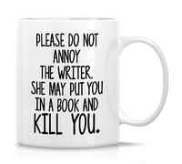 HSIRYAOHD The Best Mug Taza divertida para escritor, regalo con texto en inglés "Please Do Not Annoy The Writer Author Literary Novel" Writer, tazas de café de cerámica de 325 ml, regalos de