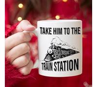 HSIRYAOHD Yellowstone Dutton Ranch - Taza con texto en inglés "Take Him to The Train Station", taza de Yellowstone, Dutton Ranch, taza de café, regalo de cumpleaños, Navidad, 325 ml