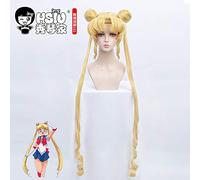 HSIU Anime New Sailor Moon cosplay Tsukino Usagi cosplay peluca rubia doble cola de caballo larga y rizada